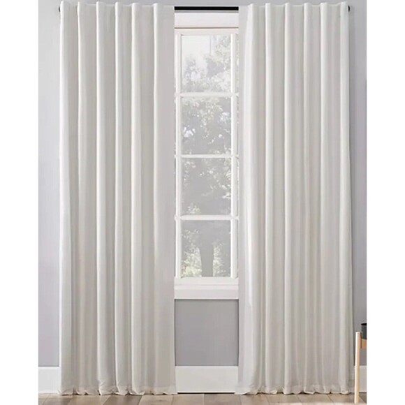 Evelina Faux Dupioni Silk Blackout Curtain Panel, Pearl 50"x63" - Picture 5 of 5